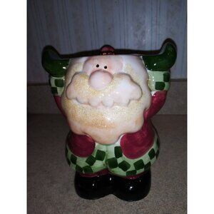 Santa Claus Gardener Cobble Creek Ceramic Candle Holder